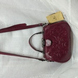 100% leather Patricia Nash Magenta Tooled Gracchi Satchel